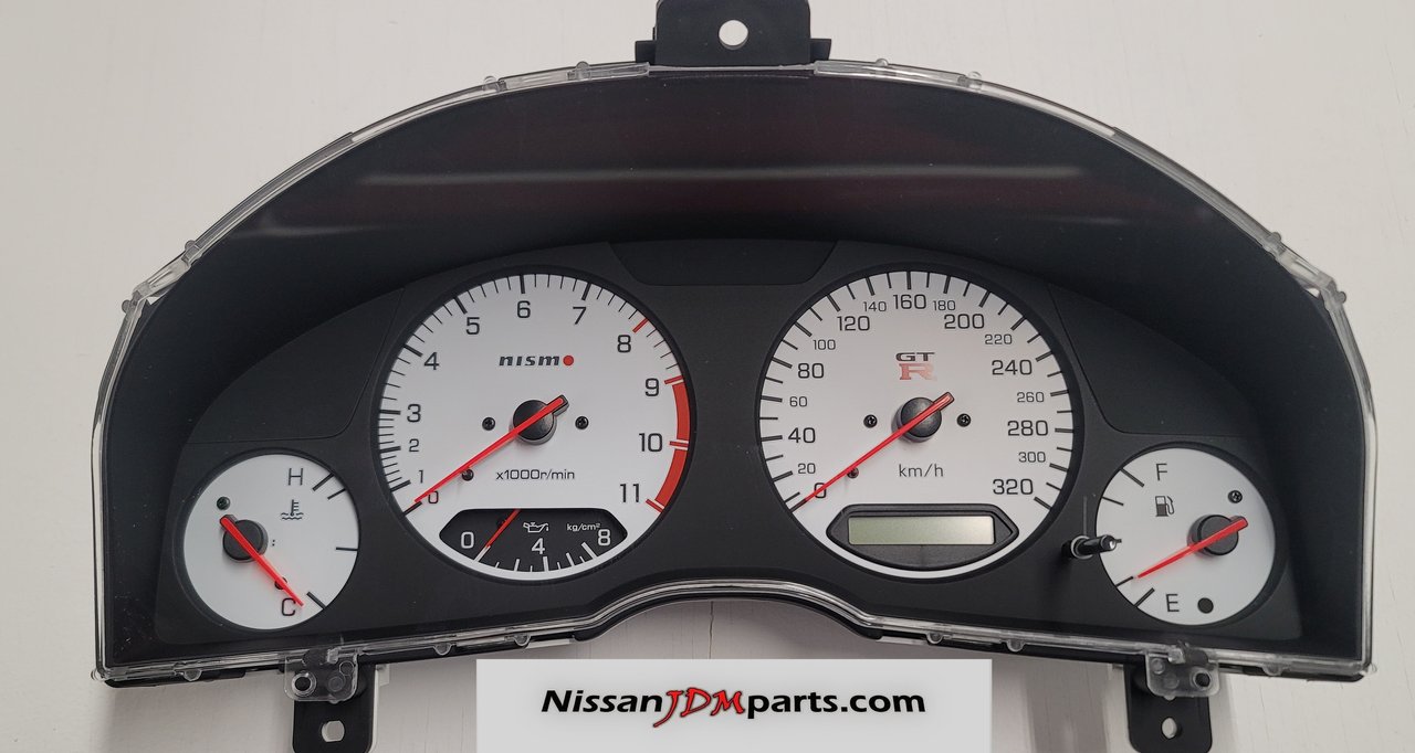 GENUINE NISMO R34 GTR GAUGE CLUSTER WHITE FACE 24810-RSR46WH -  nissanJDMparts.com